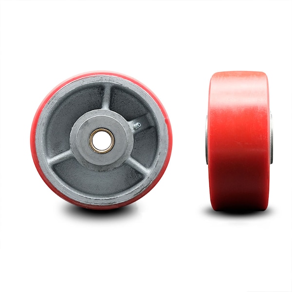 SCC-6" Red Poly on Cast Iron Wheel Only w/Roller Bearing-3/4" Bore-2000 lb Cpty